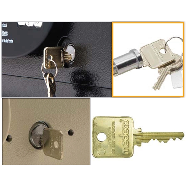 Medeco Safemark Lock with Key Fail Safe Override Key for Safemark Safes 